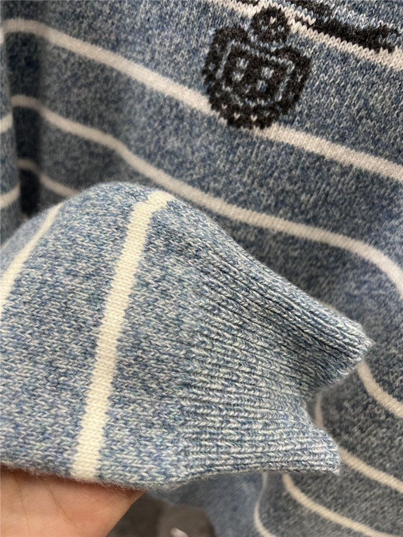 Pra*a striped rib knit sweater blue/white