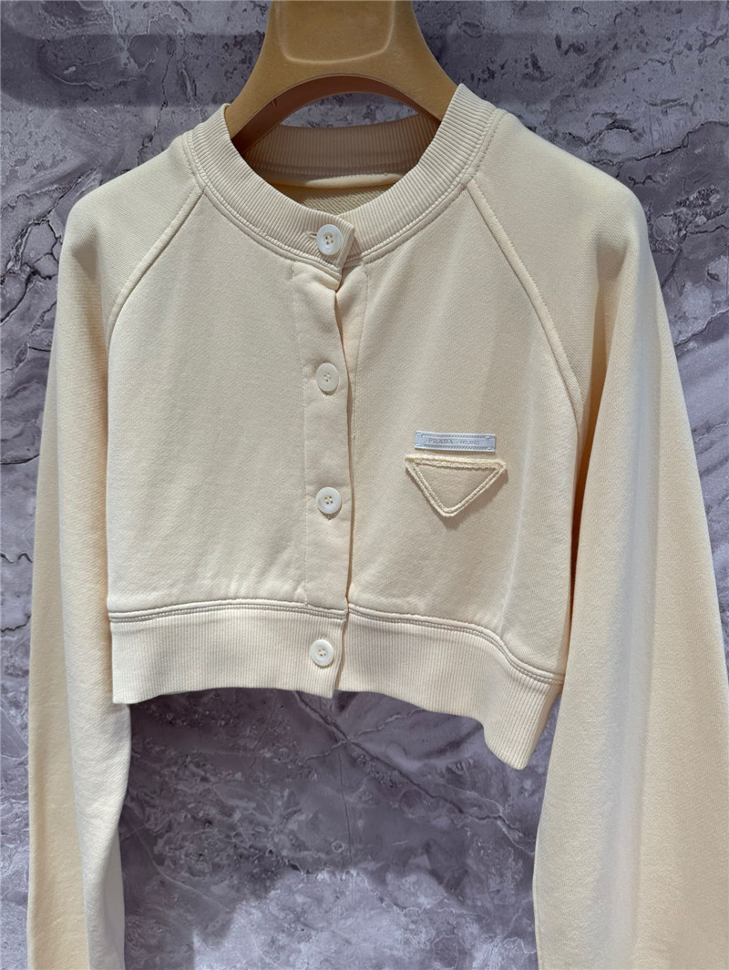 Pra*a cropped sweatshirt cardigan yellow