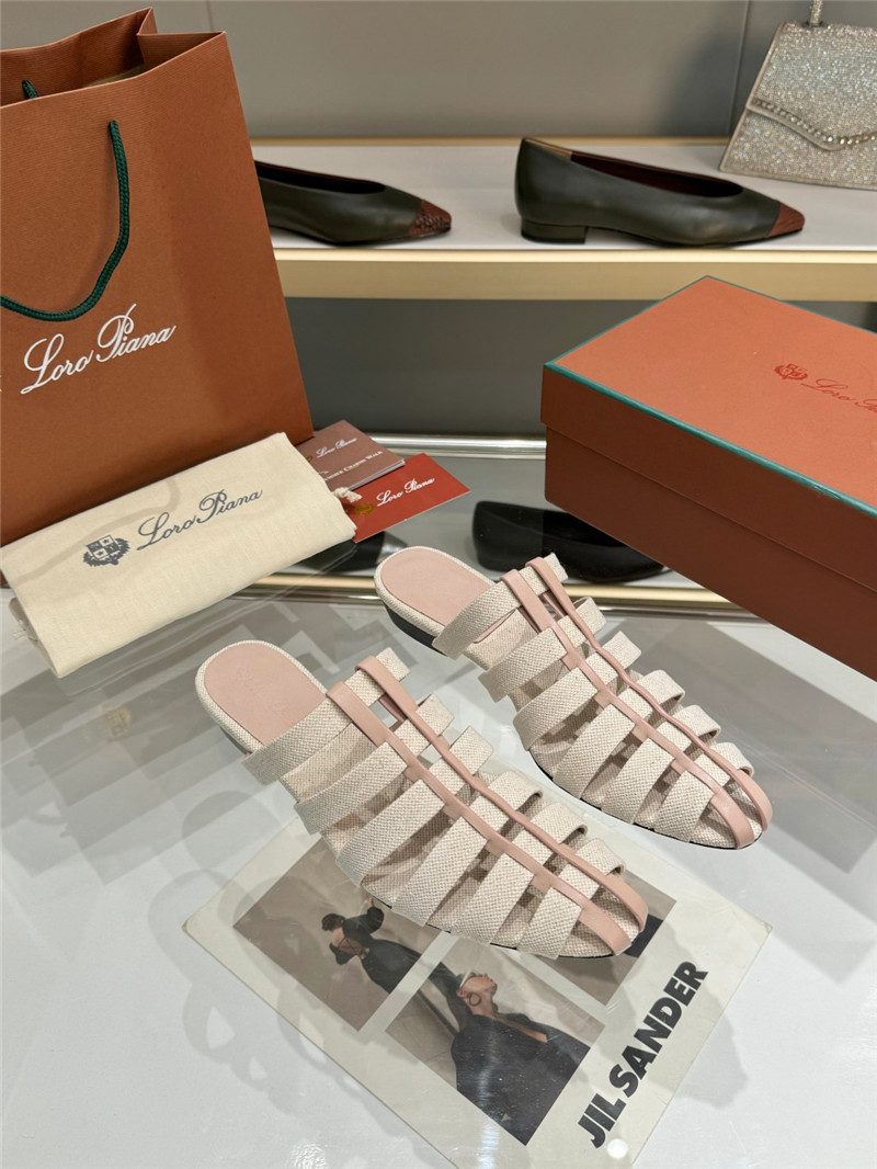 L0r0 P1ana braided strap sandals in ivory calfskin