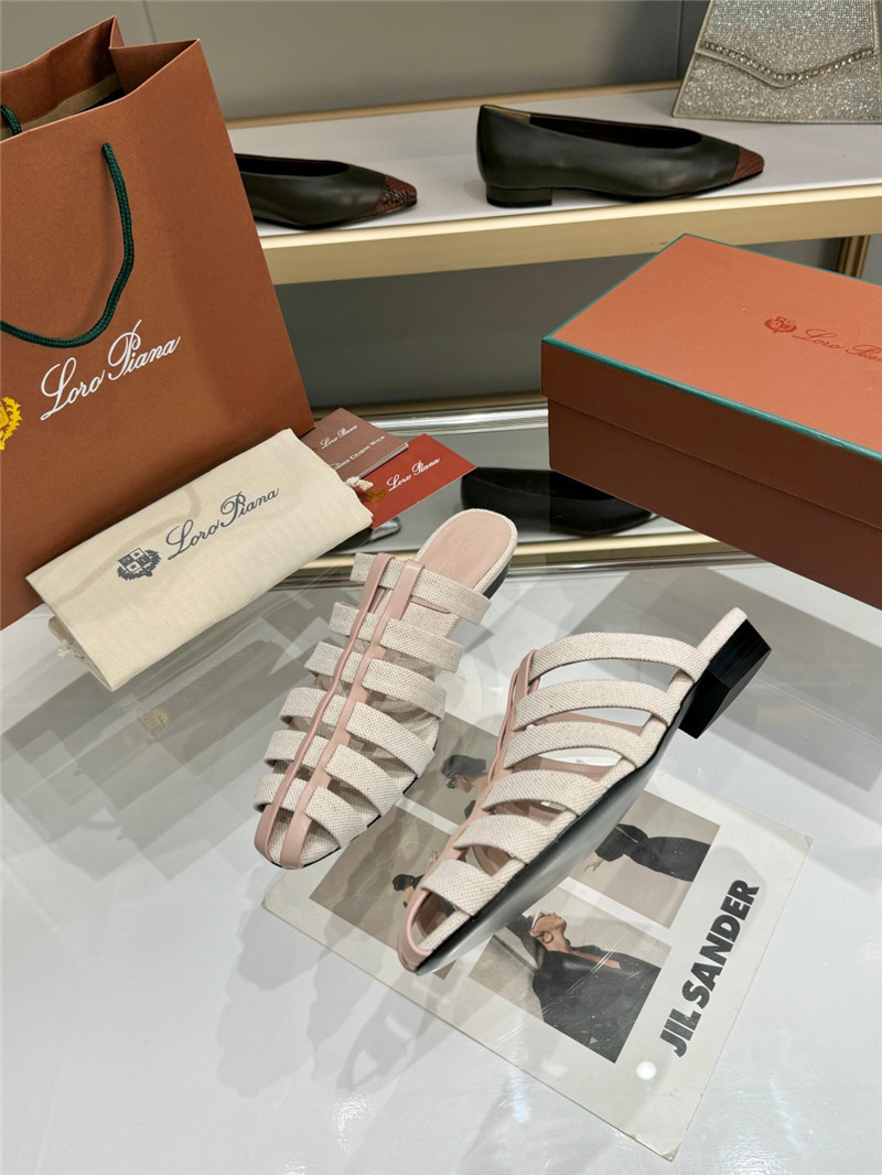 L0r0 P1ana braided strap sandals in ivory calfskin
