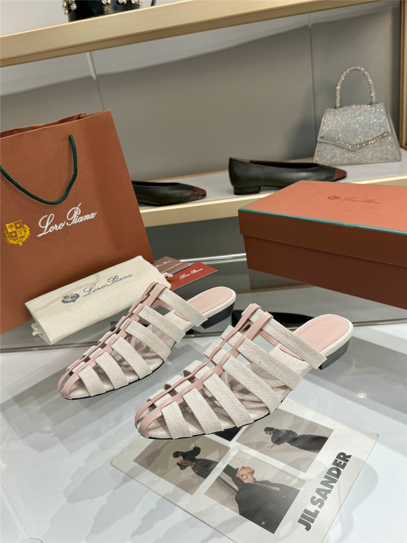 L0r0 P1ana braided strap sandals in ivory calfskin