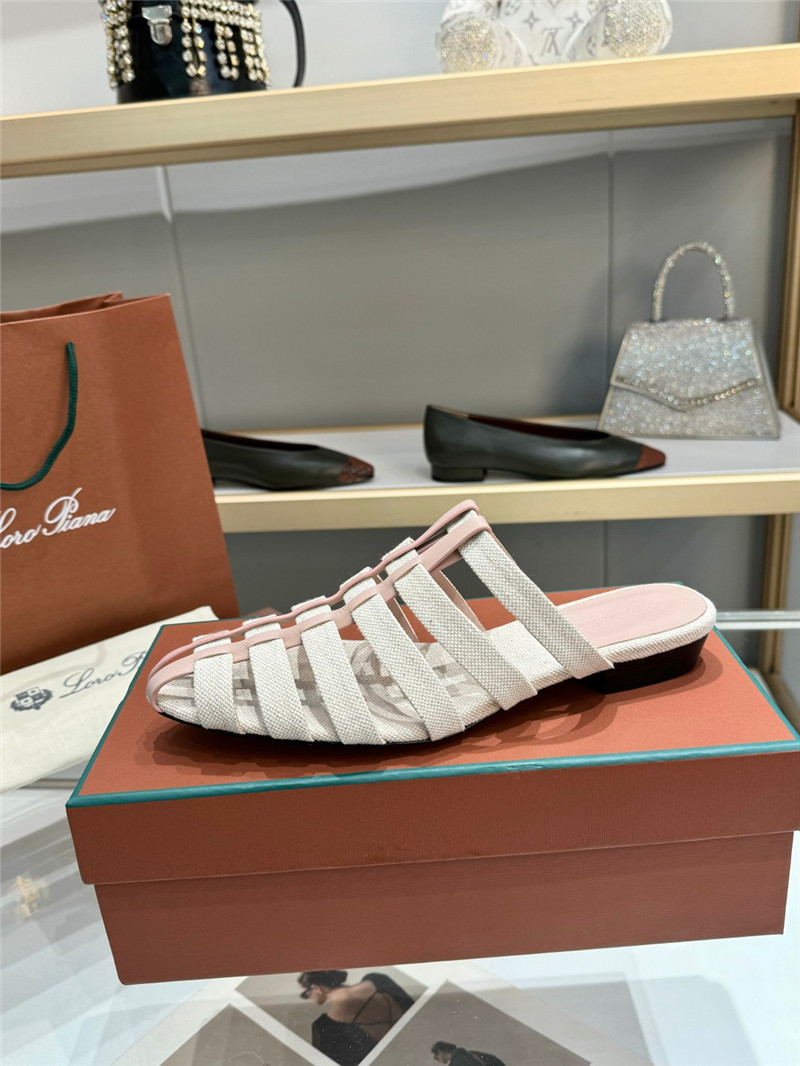 L0r0 P1ana braided strap sandals in ivory calfskin