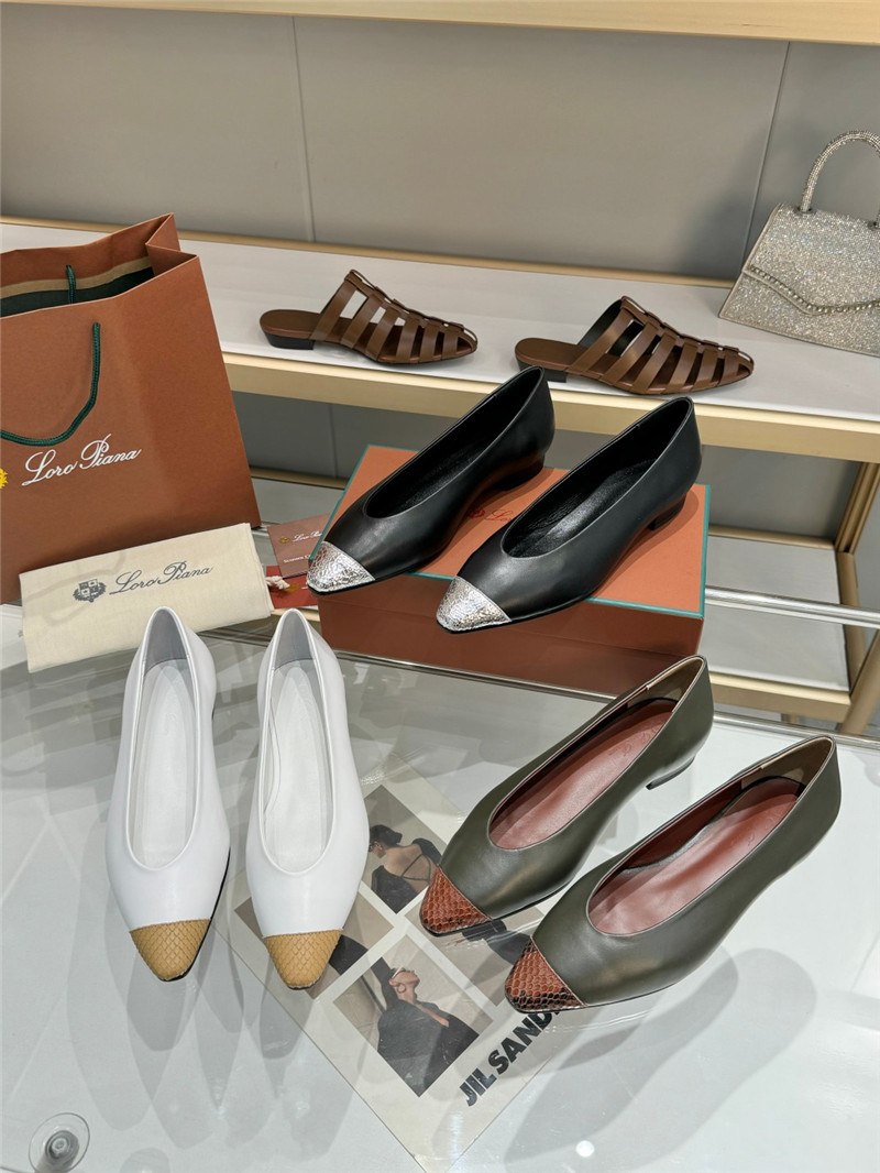L0r0 P1ana rebecca ballet flats in capers/burnt calfskin