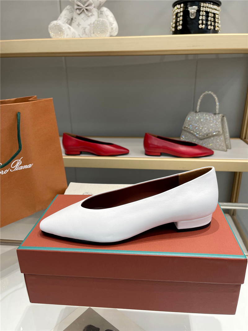 L0r0 P1ana rebecca ballerinas white calfskin