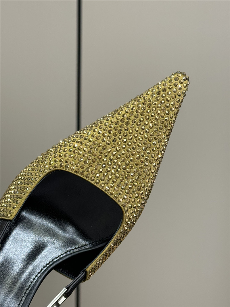 Sa1nt Lau*nt andree embellished satin slingback pumps