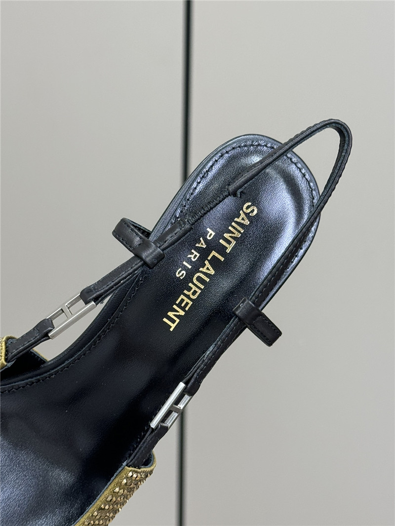 Sa1nt Lau*nt andree embellished satin slingback pumps