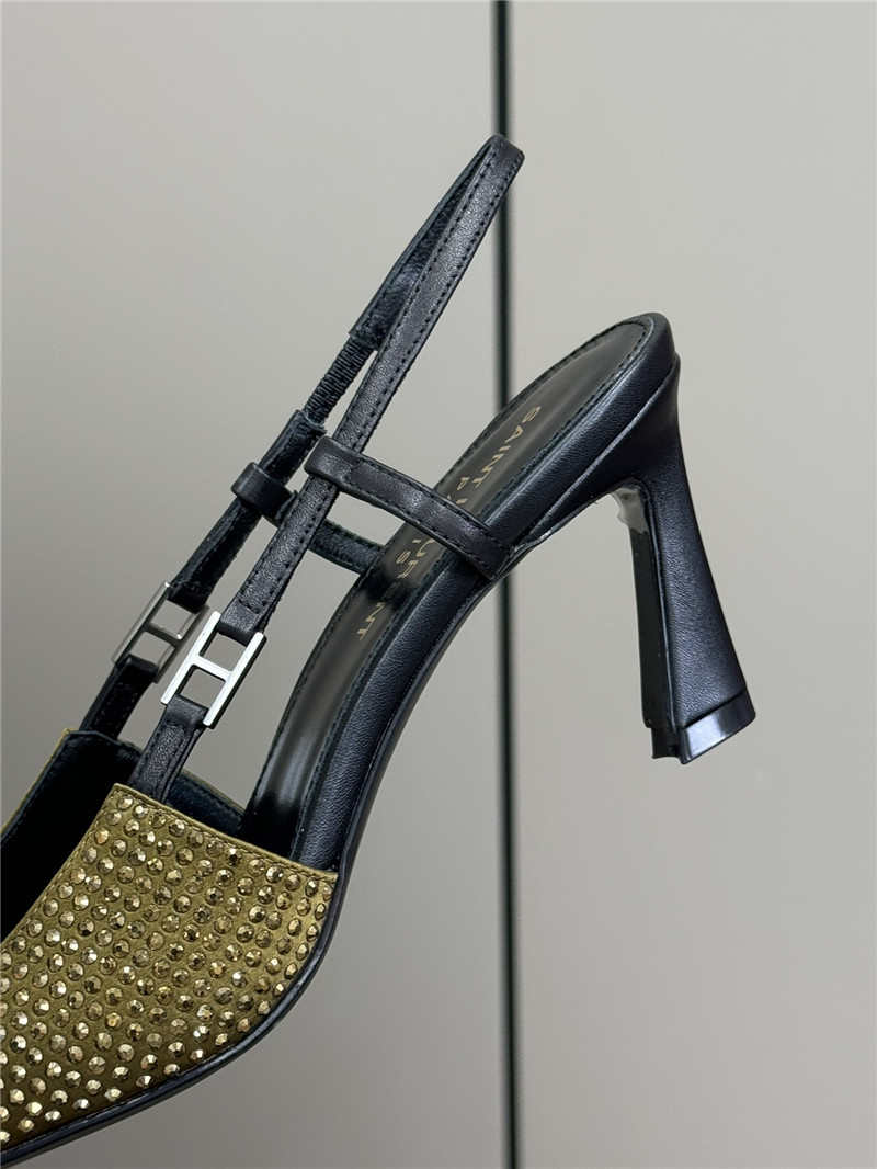 Sa1nt Lau*nt andree embellished satin slingback pumps
