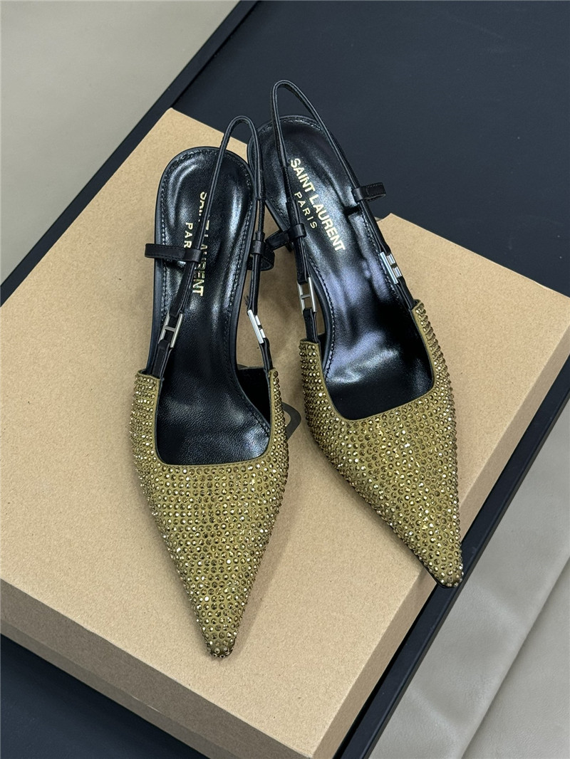 Sa1nt Lau*nt andree embellished satin slingback pumps