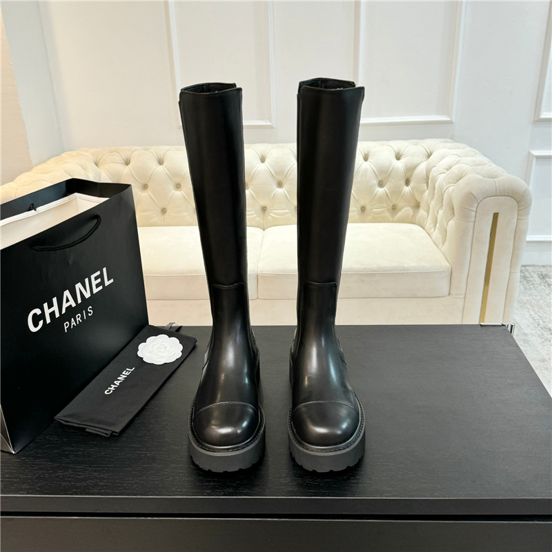 Ch**el knee-high calf leather boots