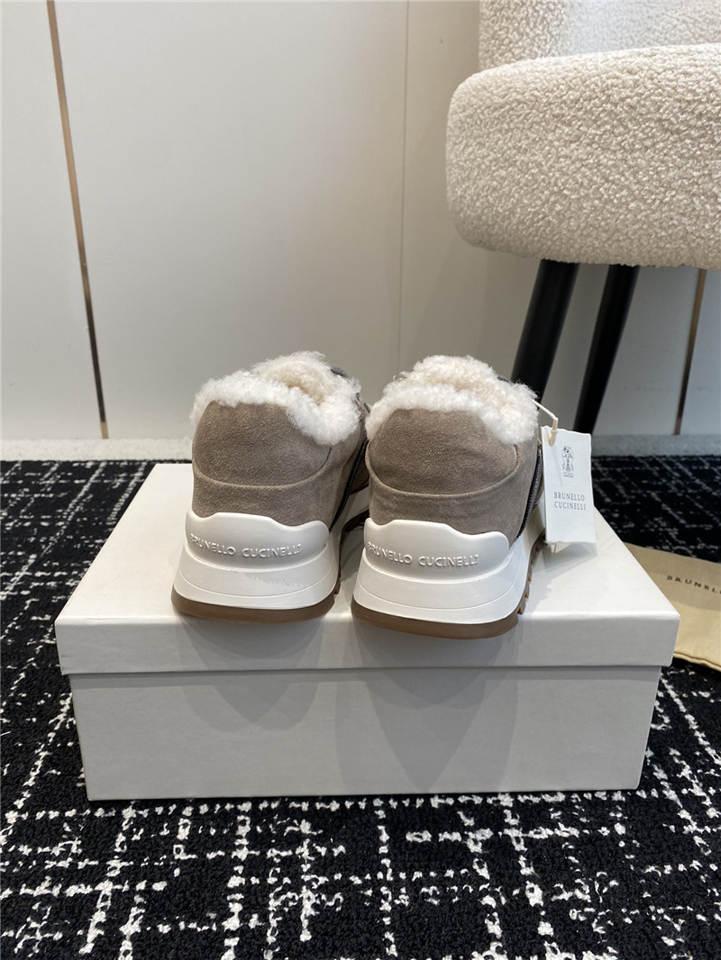 BC Monili Beads Shearling Trimmed Suede Sneakers