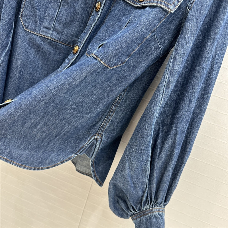 zimm tie stand collar denim shirt