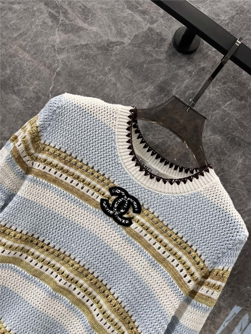 Ch**el trim multicolor striped knit sweater