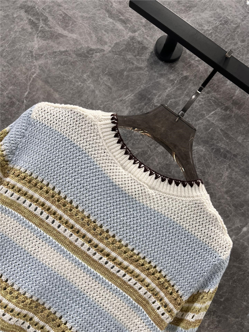 Ch**el trim multicolor striped knit sweater