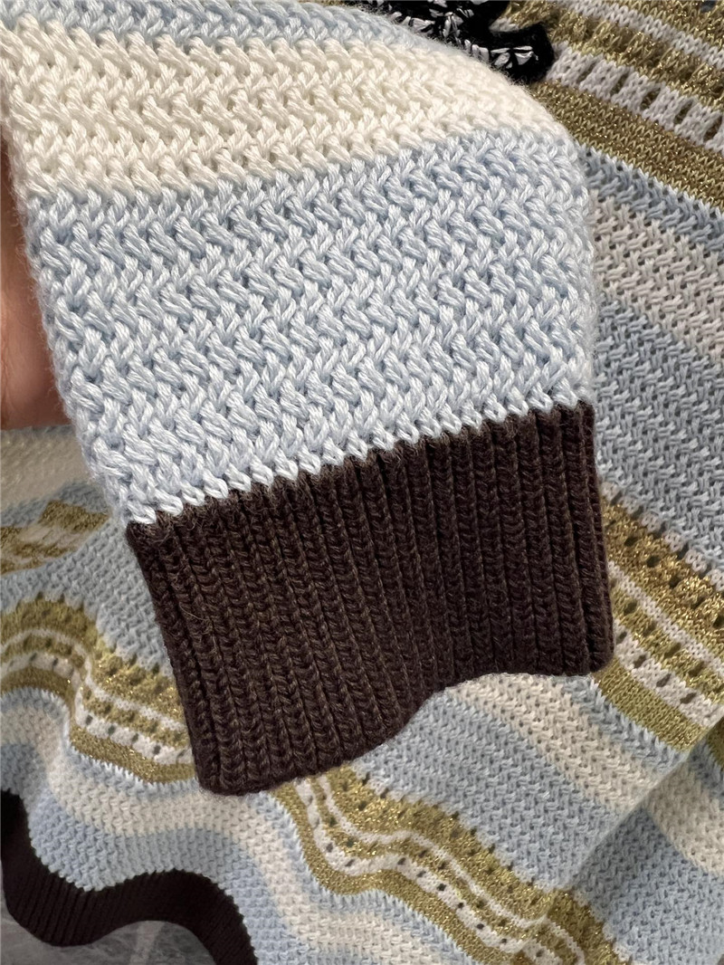 Ch**el trim multicolor striped knit sweater