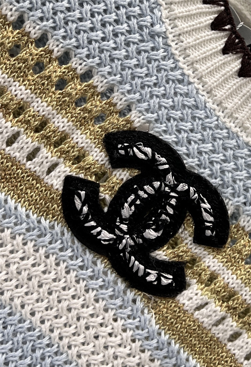 Ch**el trim multicolor striped knit sweater