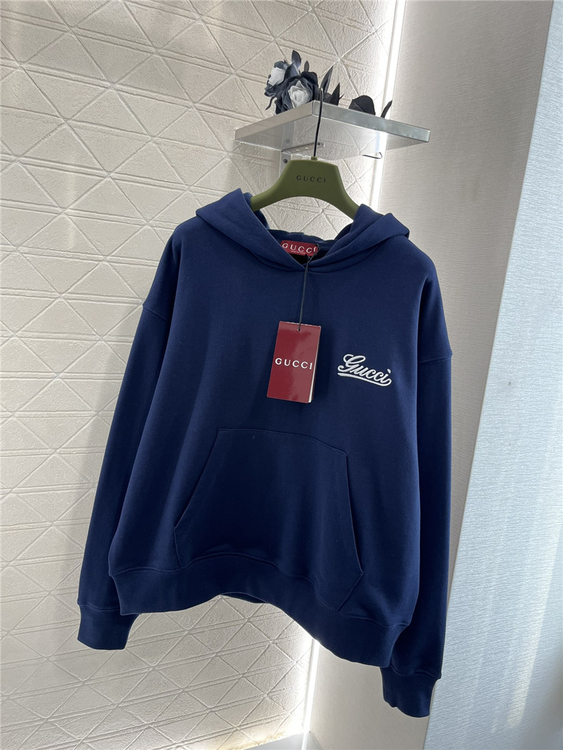 Gvc*1 logo cotton jersey hoodie navy