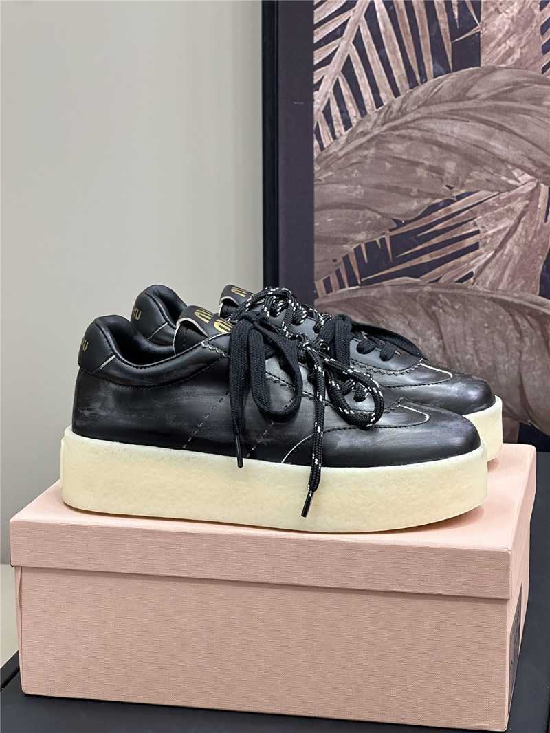 Miu Miu Women’s Bleached Leather Sneakers