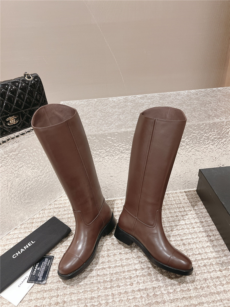 Ch**el brown calfskin rider keen high boots