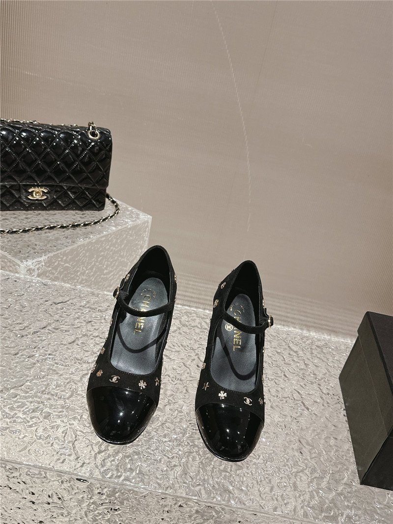 Ch**el embellished mary janes pumps in black suede
