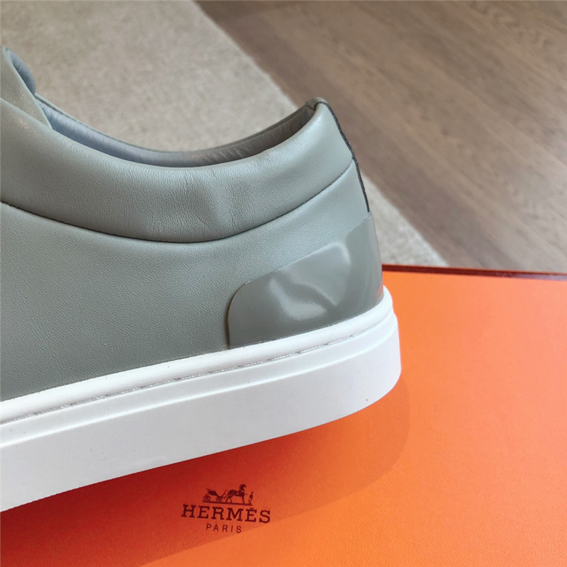 H**me5 green leather lace-up sneakers