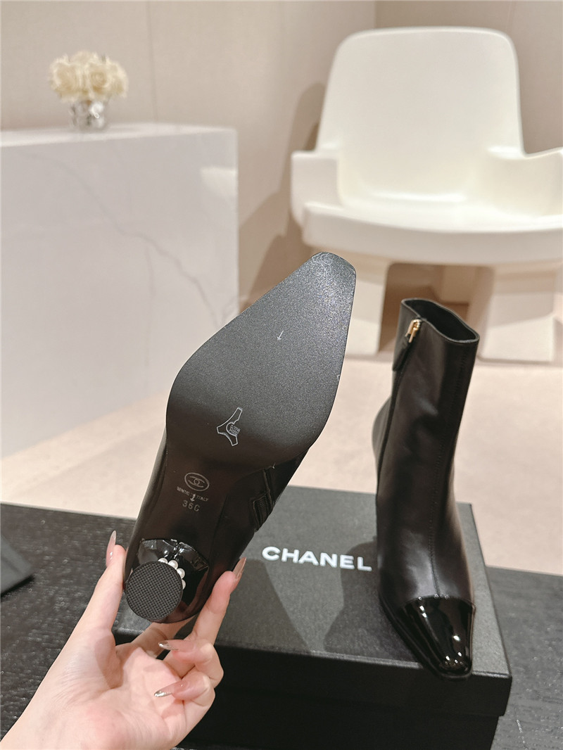 Ch**el logo calfskin ankle boots