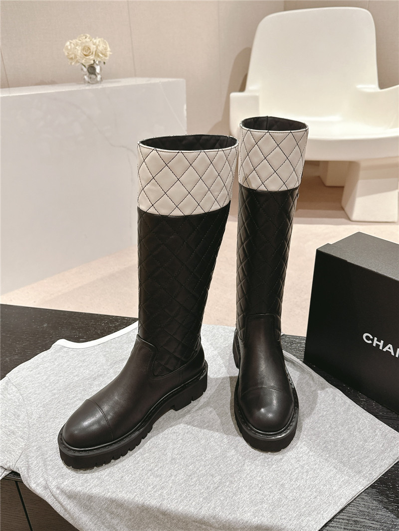 Ch**el logo quilted knee-high boots