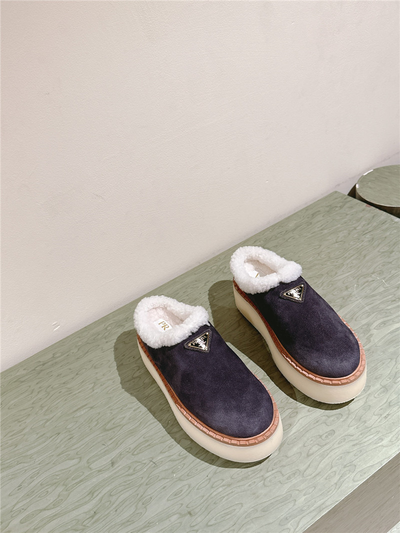 Pra*a platform shearling purple suede slippers