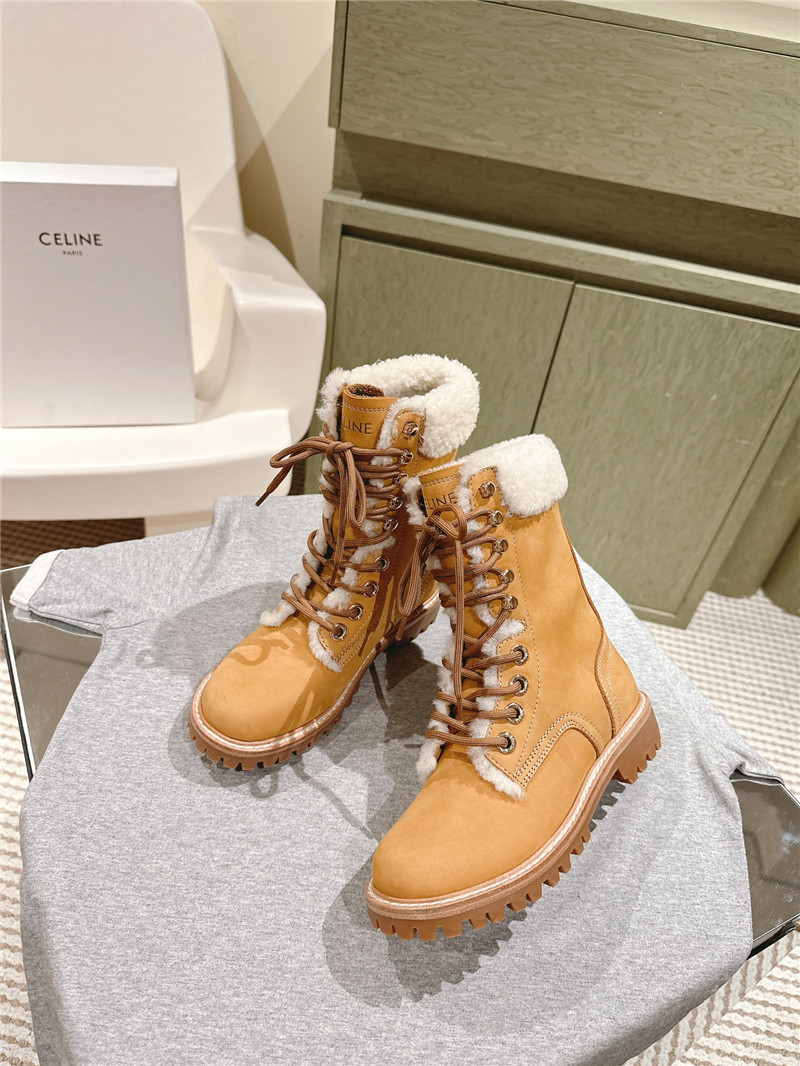 Ce1i*e kurt lace-up mid  shearling  boot