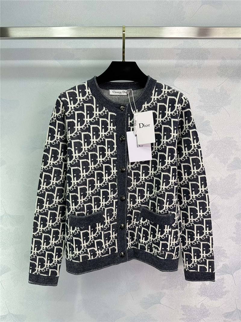 D10r oblique crewneck cardigan denim blue