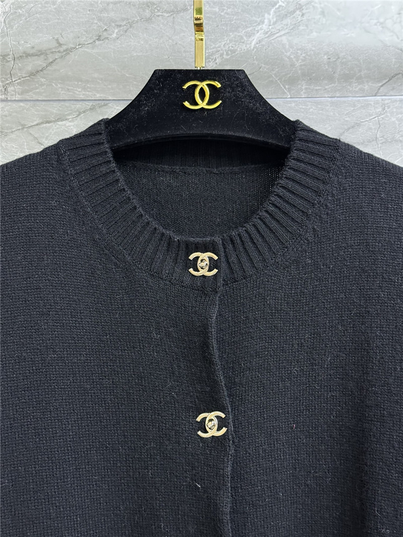 Ch**el turn-lock rib-knit cardigan in black