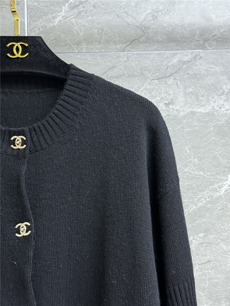 Ch**el turn-lock rib-knit cardigan in black