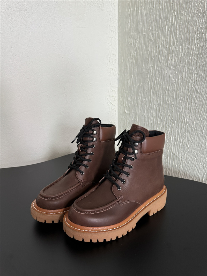 Pra*a platform lace-up brown calfskin martin boots