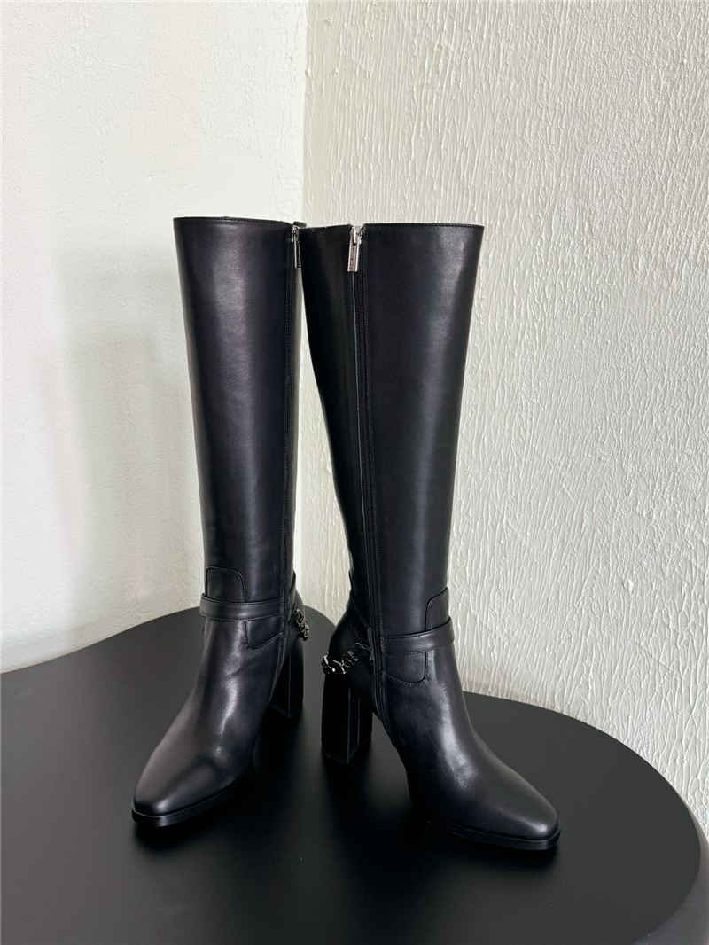 J1m*y Ch00 black calfskin knee high boots