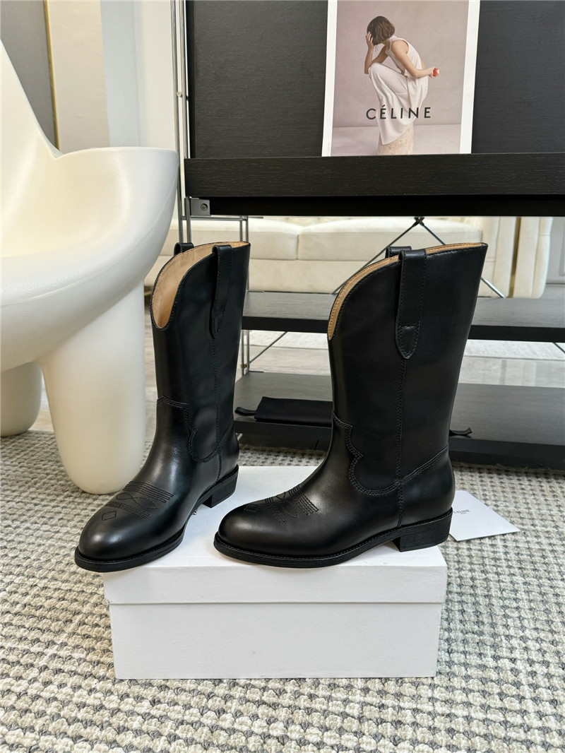 Ce1i*e cowboy black calfskin ankle boots
