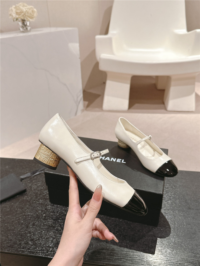 Ch**el white/black mary janes skinny patent calfskin