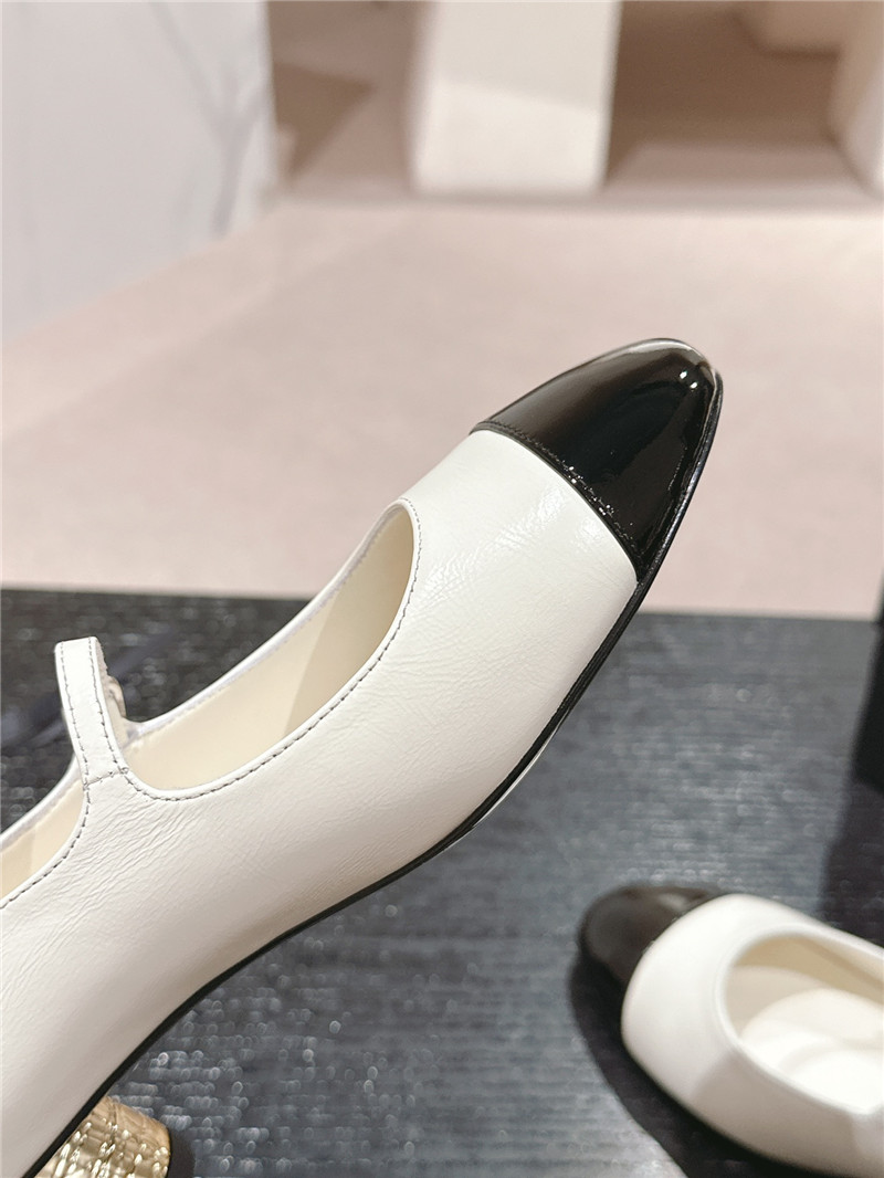 Ch**el white/black mary janes skinny patent calfskin
