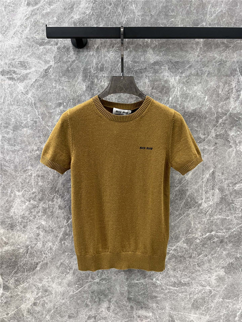M1um1u knitted short-sleeved top
