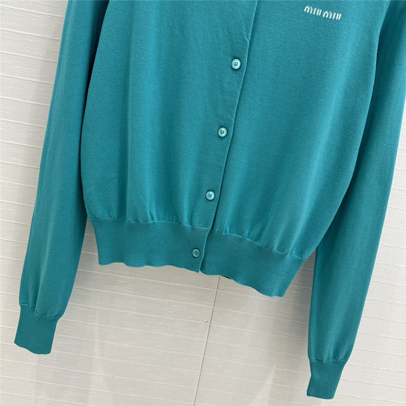 Miu Miu Blue Cashmere/Silk Lapel Cardigan