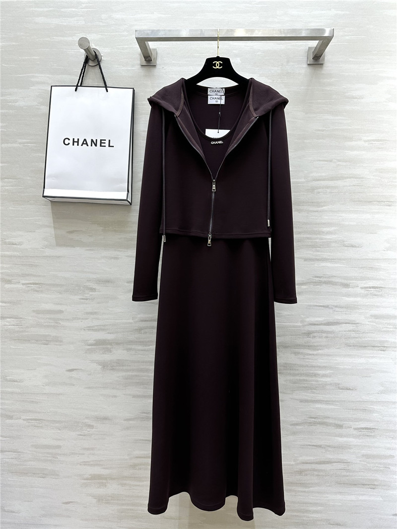 Ch**el hooded jacket + long skirt set