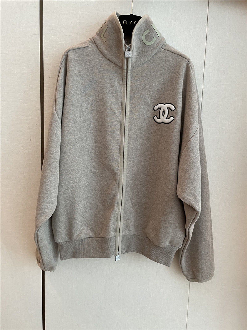 Ch**el grey zip-up raglan sweatshirt