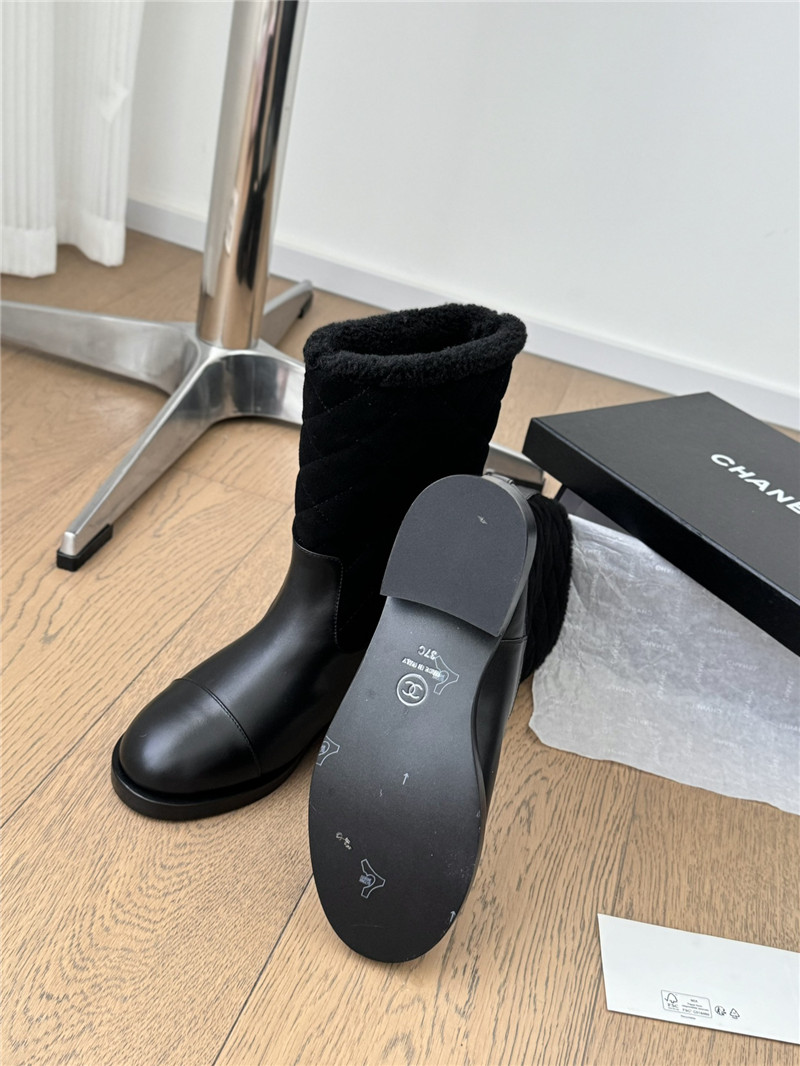 Ch**el suede calfskin wool boots