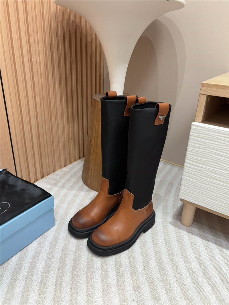 Pra*a re-nylon logo knee-high boots