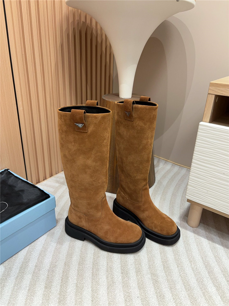 Pra*a brown suede high slip-on boots