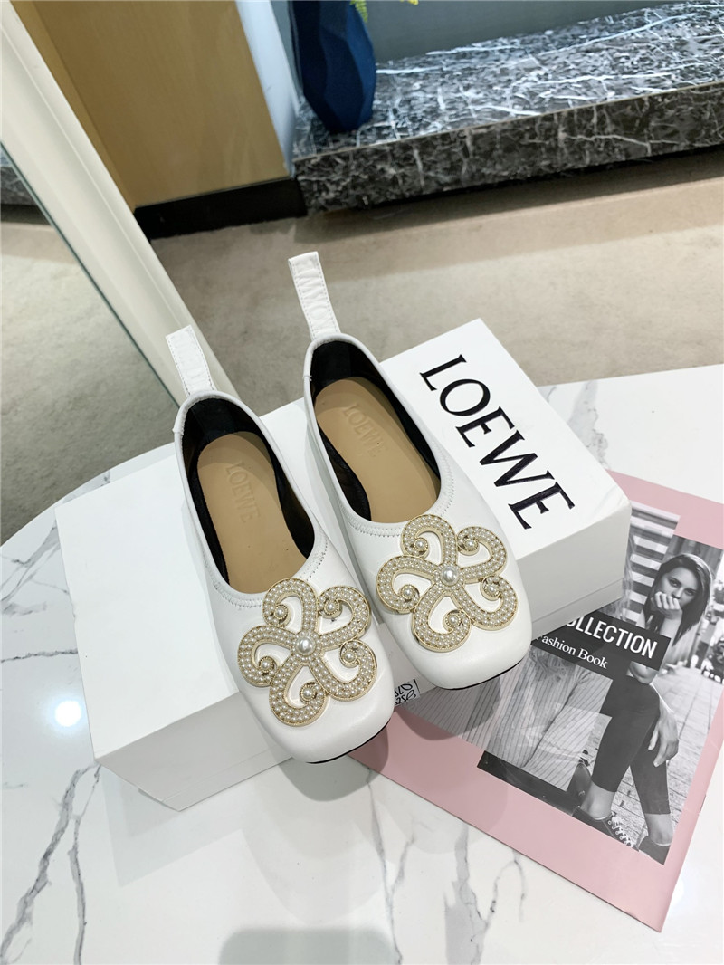 L0ew* floral embellished ballet flats white