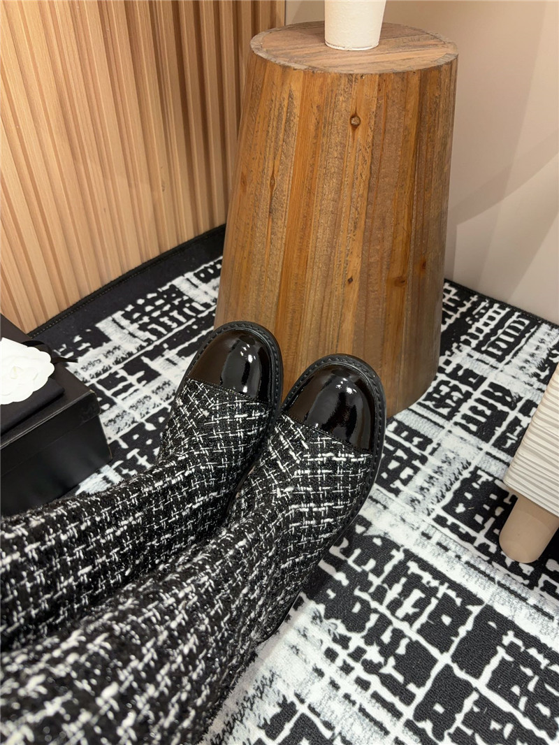 Ch**el tweed high boots