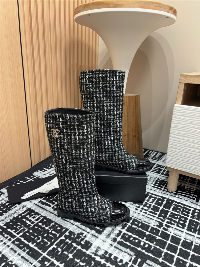 Ch**el tweed high boots