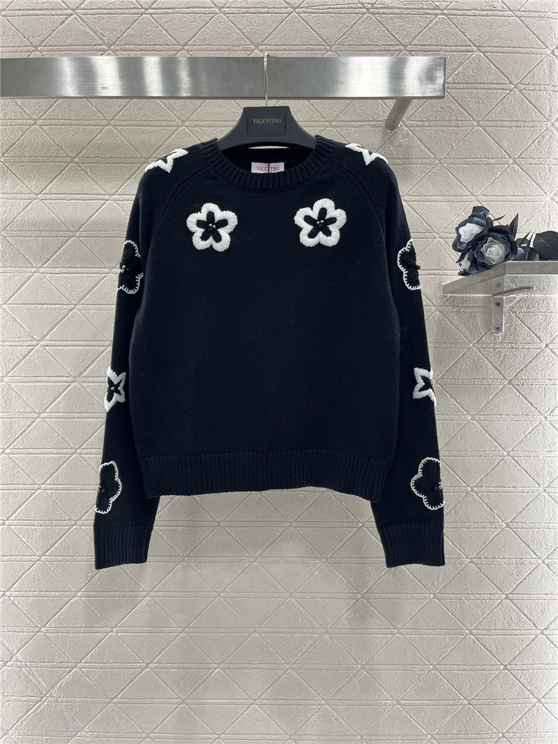 Va1e*ntin0 floral blend knit sweater in black