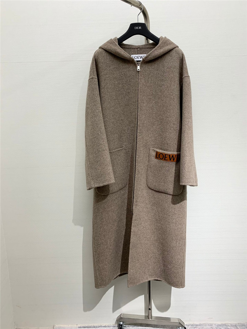 L0ew* hooded wool coat