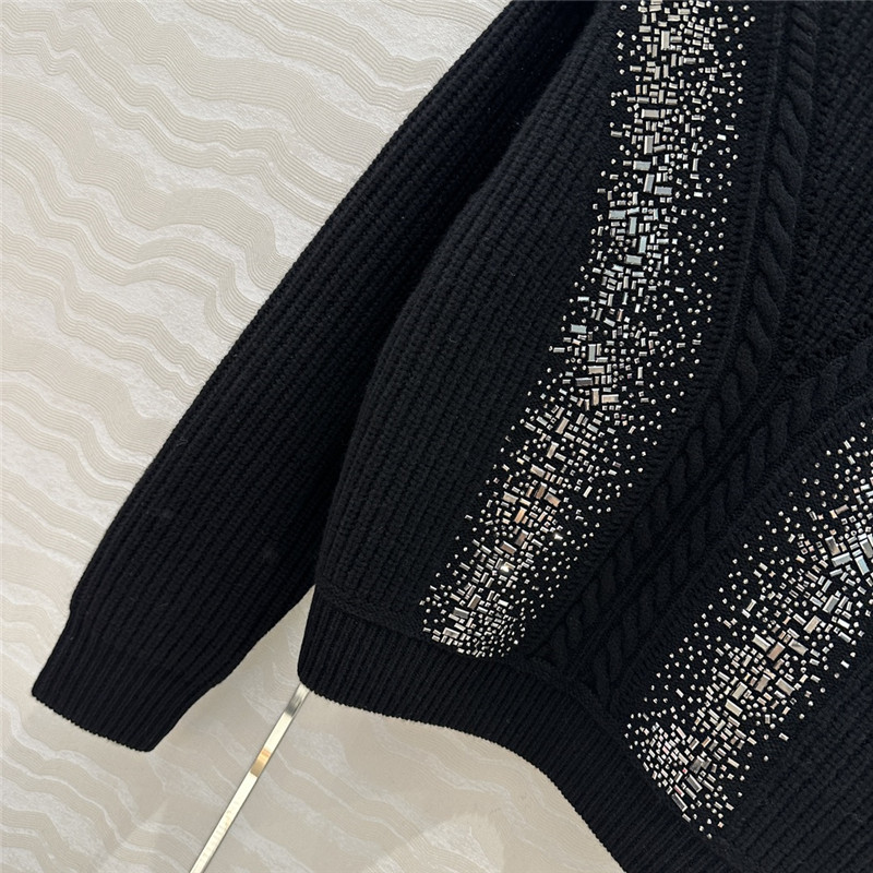 Vanitoo Embellished Rib Knit Sweater Black