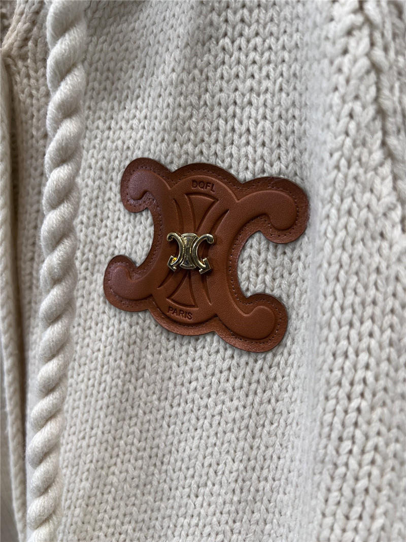 Ce1i*e hooded cable-knit cardigan off-white